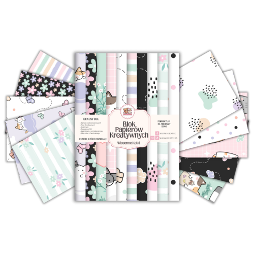 Blok Papierów Kreatywnych Wiosenne Kotki Hello Spring – do Scrapbookingu i Journalingu MaDam Creative