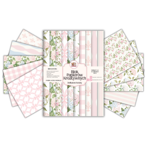Blok Papierów Kreatywnych Delikatne Kwiaty Niebieskie i Różowe – do Scrapbookingu i Journalingu MaDam Creative