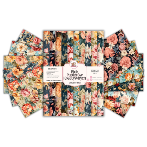 Blok Papierów Kreatywnych Vintage Floral – do Scrapbookingu i Journalingu MaDam Creative