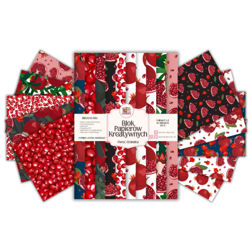 Blok Papierów Kreatywnych Owoc Granatu – do Scrapbookingu i Journalingu MaDam Creative