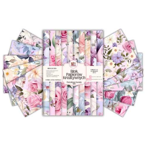 Blok Papierów Kreatywnych Pastelowe Kwiaty Mix – do Scrapbookingu i Journalingu MaDam Creative
