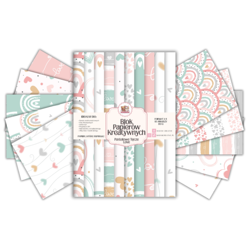 Blok Papierów Kreatywnych Pastelowe Tęcze Love – do Scrapbookingu i Journalingu MaDam Creative