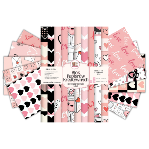 Blok Papierów Kreatywnych Romantic Doodle Love – do Scrapbookingu i Journalingu MaDam Creative