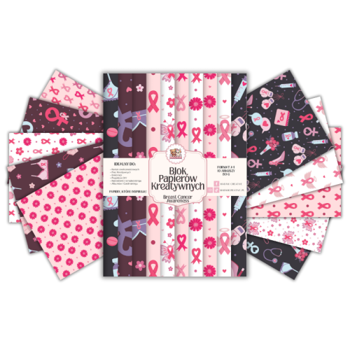 Blok Papierów Kreatywnych Breast Cancer Awareness – do Scrapbookingu i Journalingu MaDam Creative