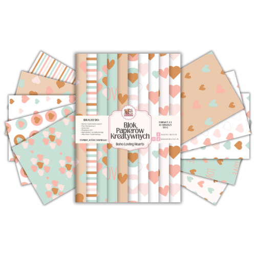 Blok Papierów Kreatywnych Boho Loving Hearts – do Scrapbookingu i Journalingu MaDam Creative
