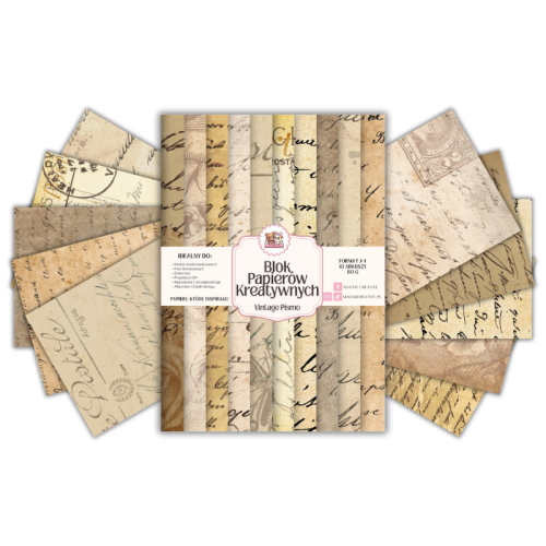 Blok Papierów Kreatywnych Vintage Pismo – do Scrapbookingu i Journalingu MaDam Creative