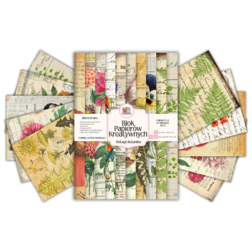 Blok Papierów Kreatywnych Vintage Botanika – do Scrapbookingu i Journalingu MaDam Creative