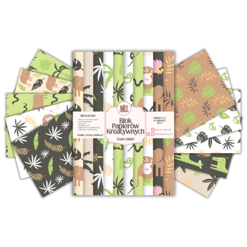 Blok Papierów Kreatywnych Szare Safari – do Scrapbookingu i Journalingu MaDam Creative