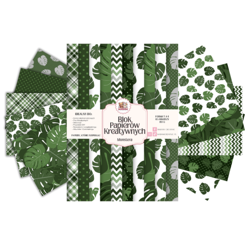 Blok Papierów Kreatywnych Monstera – do Scrapbookingu i Journalingu MaDam Creative