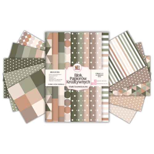 Blok Papierów Kreatywnych Khaki Geometryczne – do Scrapbookingu i Journalingu MaDam Creative