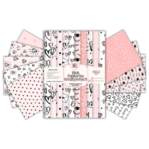 Blok Papierów Kreatywnych Walentynkowe Doodles – do Scrapbookingu i Journalingu MaDam Creative