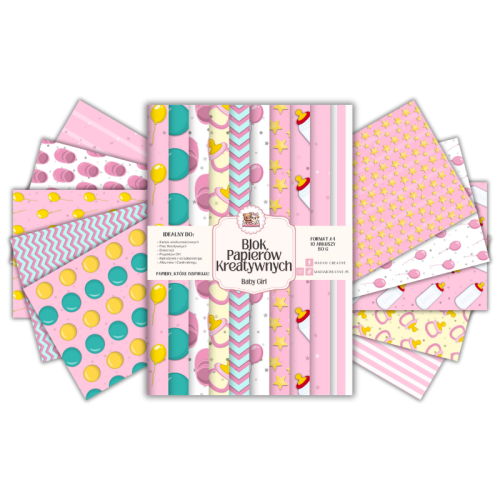 Blok Papierów Kreatywnych Baby Girl – do Scrapbookingu i Journalingu MaDam Creative