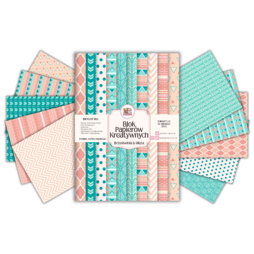 Blok Papierów Kreatywnych Brzoskwinia & Mięta – do Scrapbookingu i Journalingu MaDam Creative