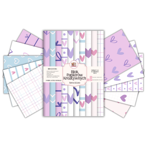 Blok Papierów Kreatywnych Serce & Love – do Scrapbookingu i Journalingu MaDam Creative