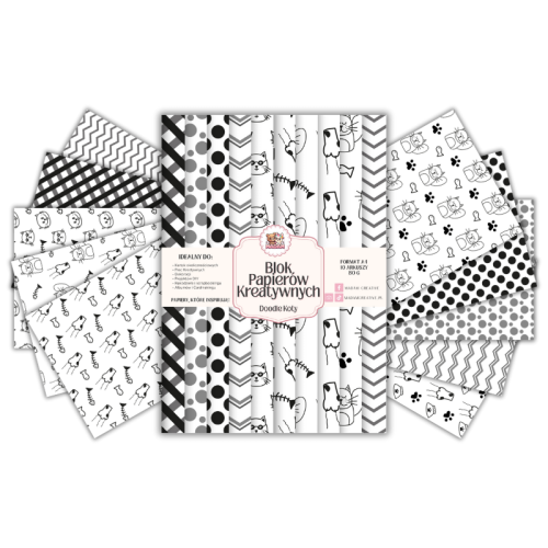 Blok Papierów Kreatywnych Doodle Koty – do Scrapbookingu i Journalingu MaDam Creative
