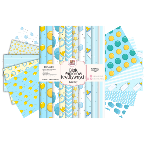 Blok Papierów Kreatywnych Baby Boy – do Scrapbookingu i Journalingu MaDam Creative
