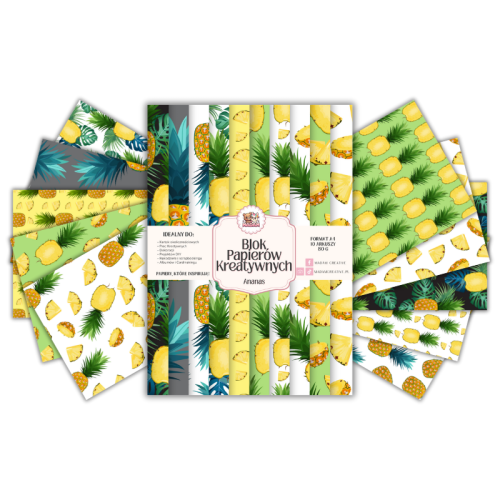 Blok Papierów Kreatywnych Ananas – do Scrapbookingu i Journalingu MaDam Creative