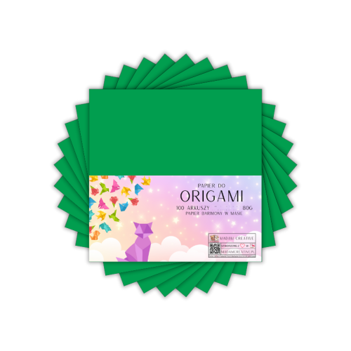 Papier do origami kwadraty 5x5 cm Zieleń klasyczna 100 arkuszy, MaDam Creative