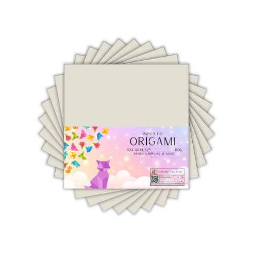 Papier do origami kwadraty 10x10 cm Szaro-beżowy (gołębi ecru) 100 arkuszy, MaDam Creative