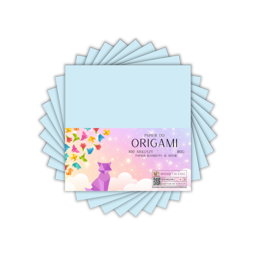 Papier do origami kwadraty 15x15 cm Błękit porcelanowy 100 arkuszy, MaDam Creative
