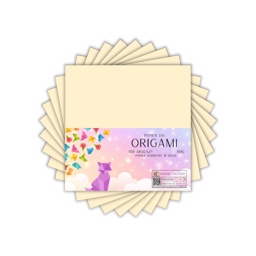 Papier do origami kwadraty 5x5 cm Krem śmietankowy 100 arkuszy, MaDam Creative