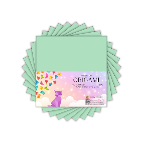 Papier do origami kwadraty 15x15 cm Miętowy pastelowy 100 arkuszy, MaDam Creative