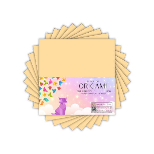 Papier do origami kwadraty 10x10 cm Beż waniliowy 100 arkuszy, MaDam Creative