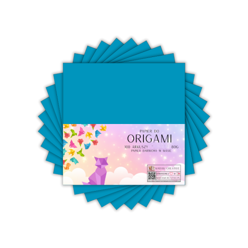 Papier do origami kwadraty 10x10 cm Niebieski morski 100 arkuszy, MaDam Creative