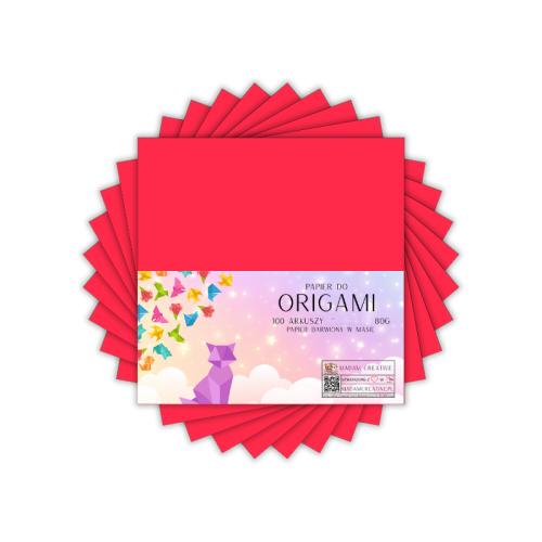 Papier do origami kwadraty 10x10 cm Czerwony malinowy 100 arkuszy, MaDam Creative