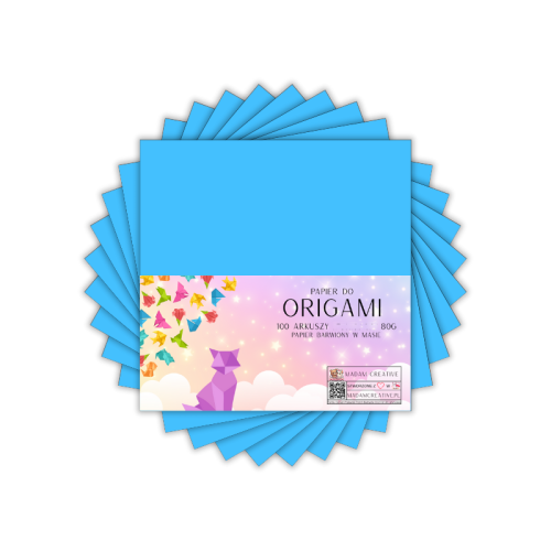 Papier do origami kwadraty 10x10 cm Chabrowy jasny 100 arkuszy, MaDam Creative