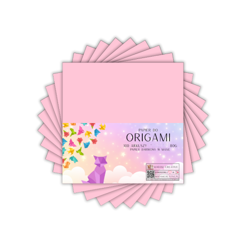 Papier do origami kwadraty 15x15 cm Róż pastelowy 100 arkuszy, MaDam Creative