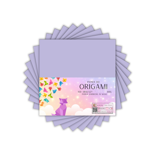 Papier do origami kwadraty 10x10 cm Lawendowy pastelowy 100 arkuszy, MaDam Creative