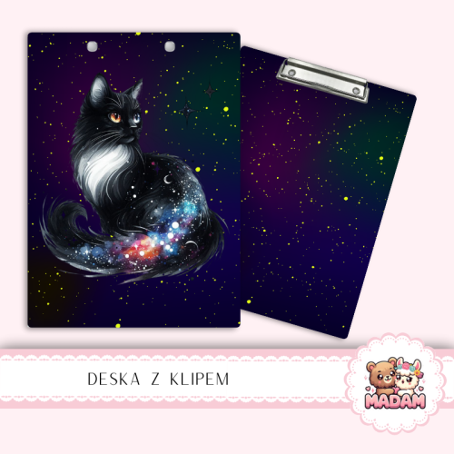 Deska z klipem podkładka A5 Kot Galaxy Nocne Niebo MaDam Creative