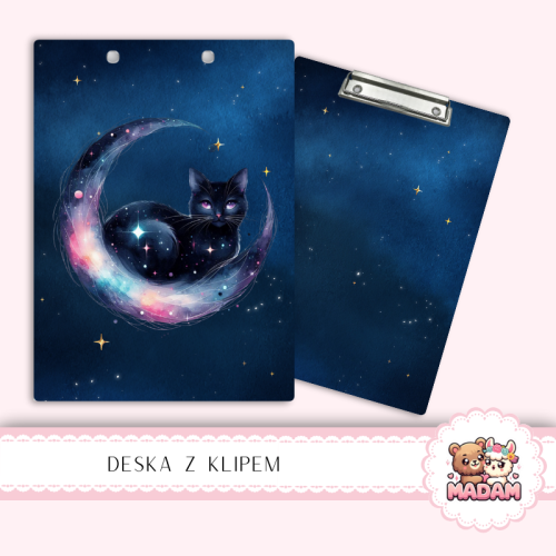 Deska z klipem podkładka A5 Kot na Księżycu Galaxy MaDam Creative