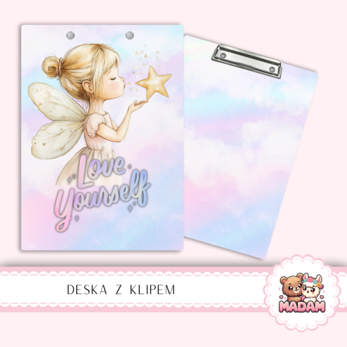 Deska z klipem podkładka A5 Wróżka Love Yourself Pastelowy MaDam Creative
