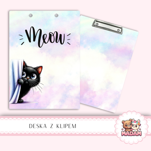 Deska z klipem podkładka A5 Kot Meow za Zasłoną MaDam Creative