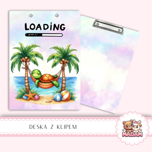 Deska z klipem podkładka A5 Żółw Loading Palmy MaDam Creative
