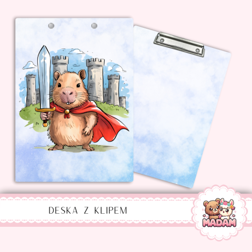 Deska z klipem podkładka A5 Bóbr rycerz, MaDam Creative