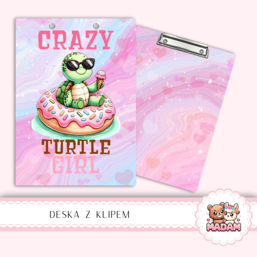 Deska z klipem podkładka A5 Żółw Crazy Turtle MaDam Creative