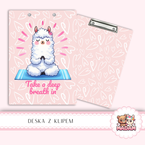 Deska z klipem podkładka A5 Lama Yoga Take a Deep Breath MaDam Creative