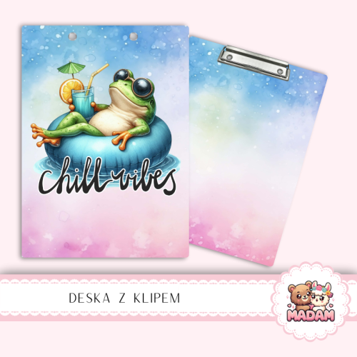 Deska z klipem podkładka A5 Żaba Chill Vibes Tropikalny MaDam Creative
