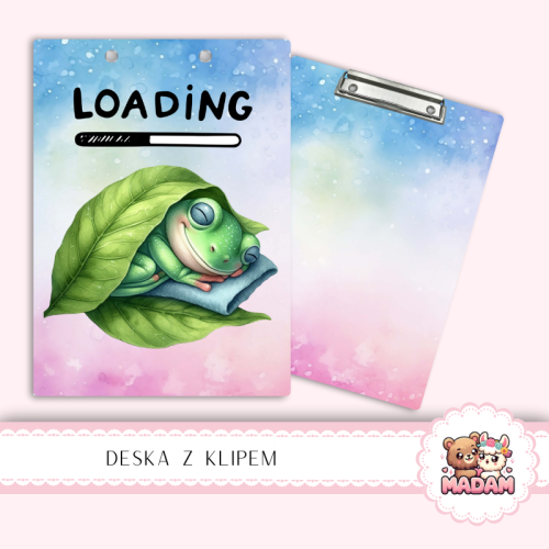 Deska z klipem podkładka A5 Żabka Loading Funny Pastelowy MaDam Creative