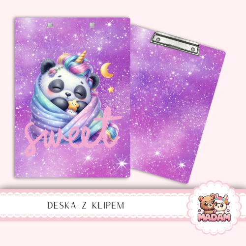 Deska z klipem podkładka A5 Sweet Panda Jednorożec Pastelowy MaDam Creativ