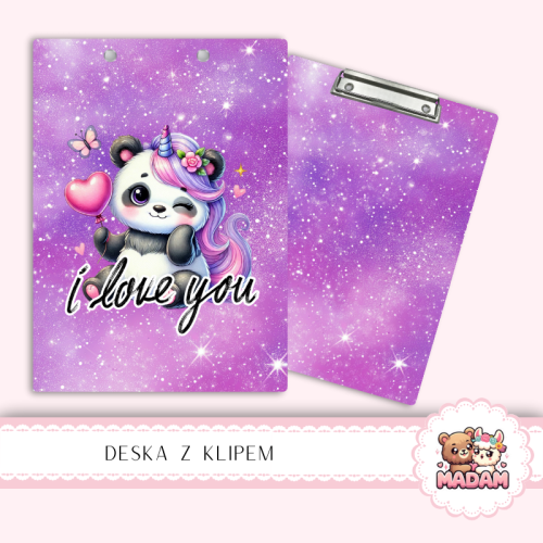 Deska z klipem podkładka A5 Panda I Love You, MaDam Creative
