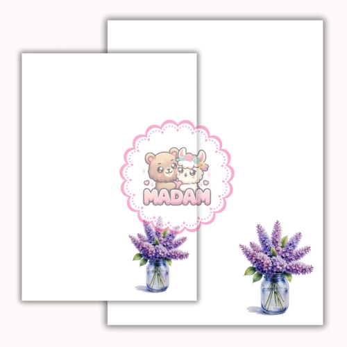 Papeteria ozdobna A4 z kopertami – zestaw Kwiaty Bzu w wazonie  MaDam Creative