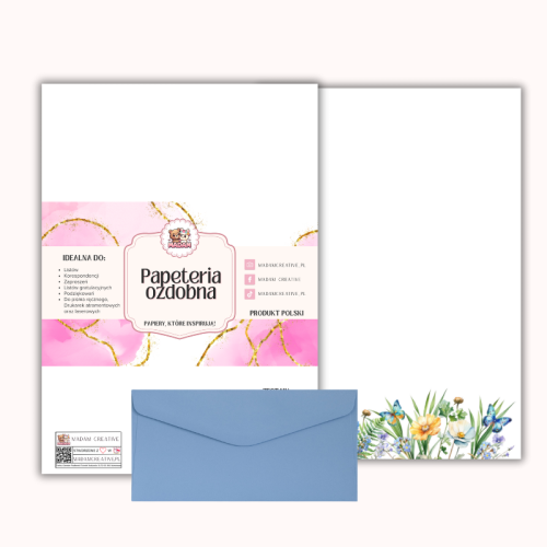 Papeteria ozdobna A4 z kopertami – zestaw Letnia łąka z motylami  MaDam Creative