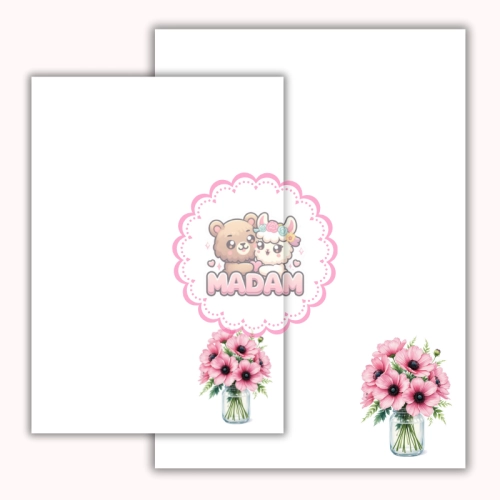 Papeteria ozdobna A4 z kopertami – zestaw Różowy bukiet w wazonie MaDam Creative