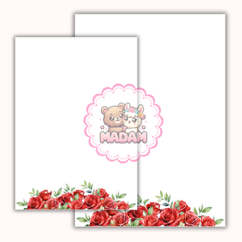 Papeteria ozdobna A4 z kopertami – zestaw Róże w dolnej oprawie MaDam Creative