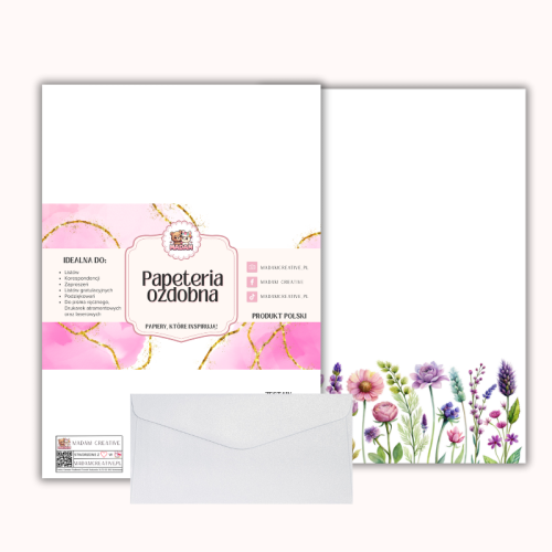 Papeteria ozdobna A4 z kopertami – zestaw Pastelowe polne kwiaty MaDam Creative