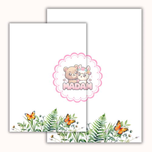 Papeteria ozdobna A4 z kopertami – zestaw Motyle w zieleni  MaDam Creative